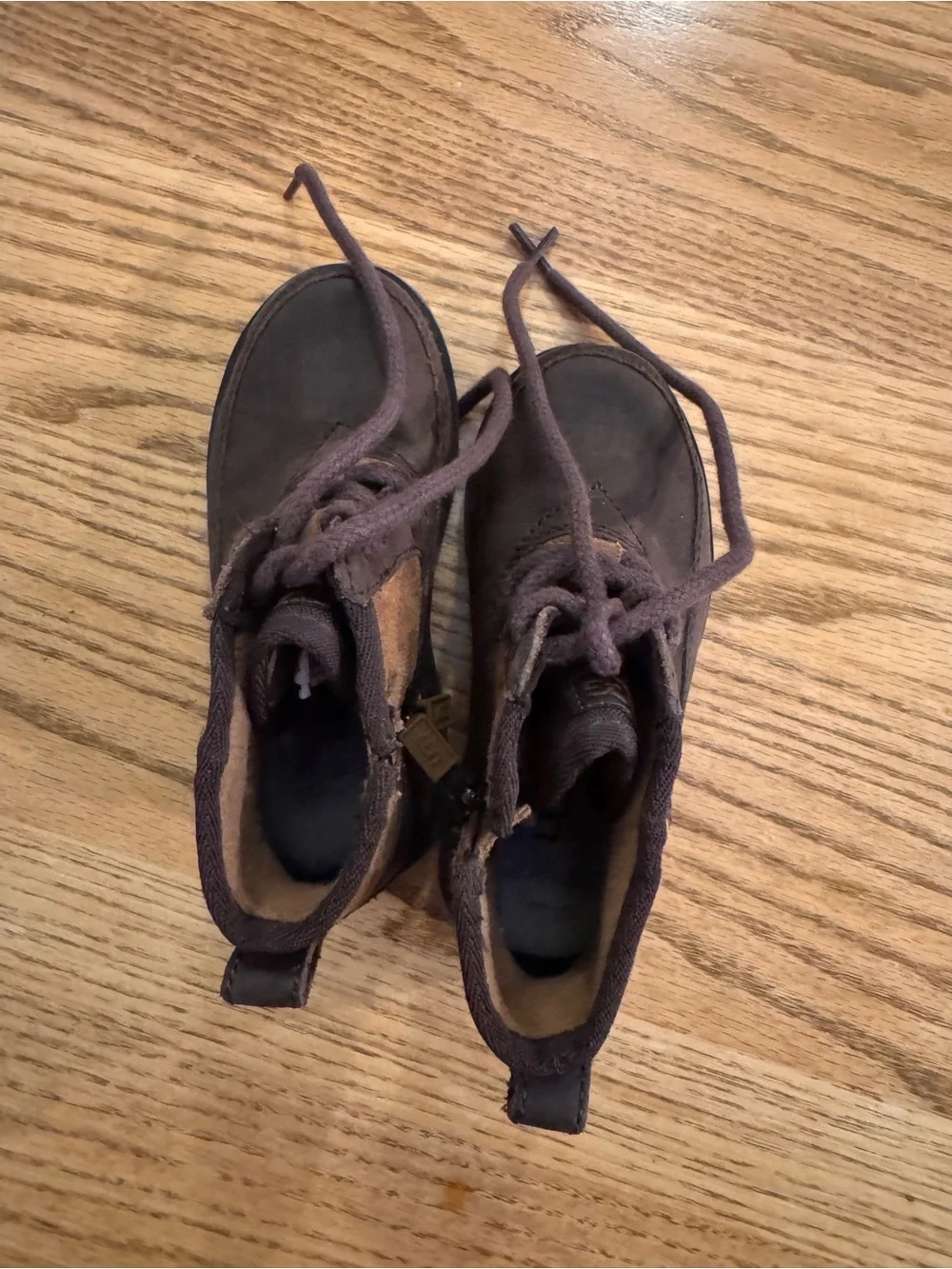 UGG Kids Two-Tone Brown Suede & Leather Boots